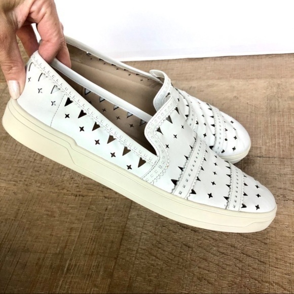 VIA SPIGA white leather cut out fashion sneakers 9 - Picture 2 of 10